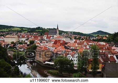 Stock Photo - Buildings in a city, Cesky Krumlov, South Bohemian Region, Czech Republic. Fotosearch