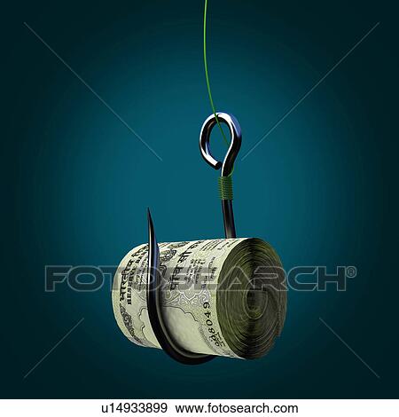 Bundle of Indian five hundred rupee notes on a fishing hook View Large Photo Image Stock Photo - Bundle of Indian five hundred rupee notes on a fishing hook. Fotosearch