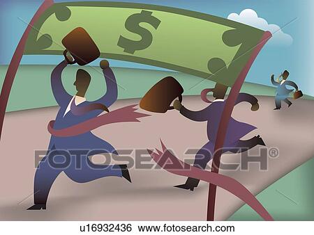 Stock Photograph - Business executives at the finish line in a race. Fotosearch
