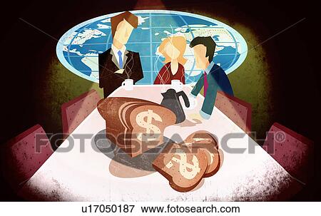 Business executives having money breakfast View Large Photo Image Stock Photo - Business executives having money breakfast. Fotosearch