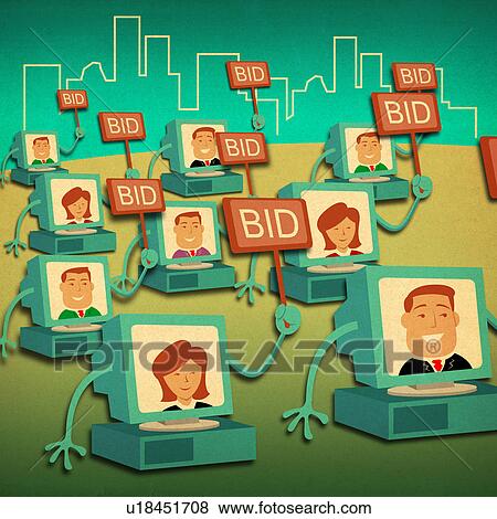 Business people bidding online View Large Photo Image Stock Photo - Business people bidding online. Fotosearch