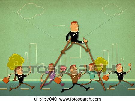 Stock Image - Business people running on the road. Fotosearch