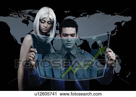 Business people watching stock market graph on a virtual screen View Large Photo Image Stock Image - Business people watching stock market graph on a virtual screen. Fotosearch