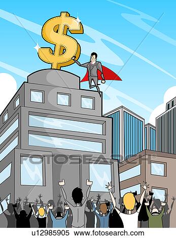 Business super hero with dollar sign guiding people View Large Photo Image Stock Photography - Business super hero with dollar sign guiding people. Fotosearch