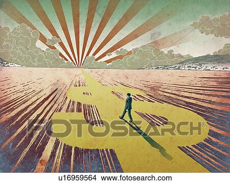 Business walking on a road representing dollar symbol View Large Photo Image Picture - Business walking on a road representing dollar symbol. Fotosearch