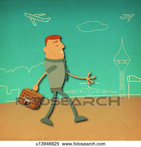 Stock Photography - Businessman carrying a briefcase at an airport. Fotosearch