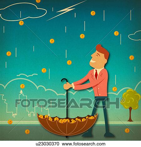 Businessman catching money in an umbrella View Large Photo Image Stock Image - Businessman catching money in an umbrella. Fotosearch