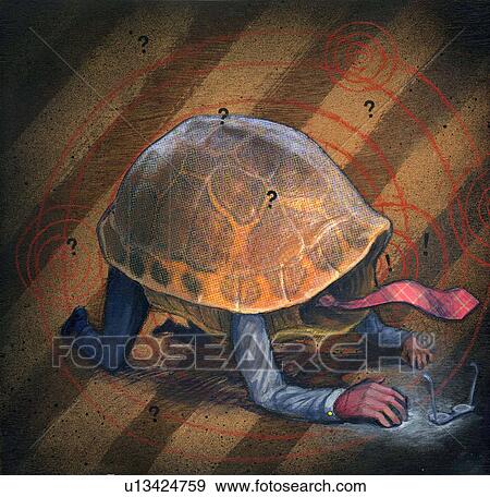 Stock Photo - Businessman crawling with turtle shell. Fotosearch