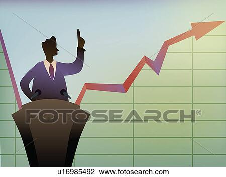 Stock Image - Businessman giving a presentation. Fotosearch