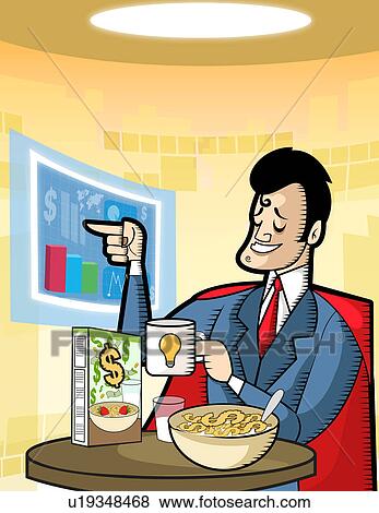Businessman having money breakfast View Large Photo Image Stock Photo - Businessman having money breakfast. Fotosearch