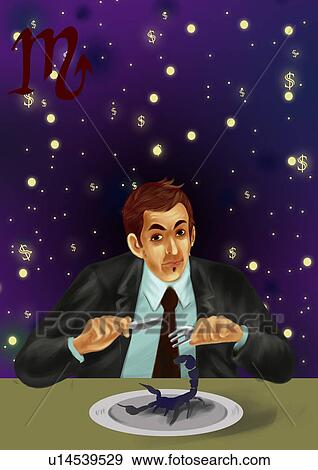 Businessman having scorpion as meal View Large Photo Image Stock Photo - Businessman having scorpion as meal. Fotosearch