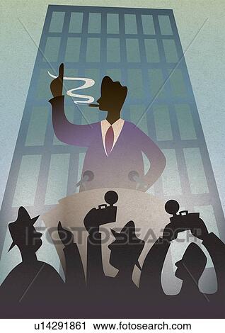 Stock Image - Businessman in a press conference. Fotosearch