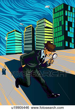 Businessman searching with a magnifying glass View Large Photo Image Stock Photograph - Businessman searching with a magnifying glass. Fotosearch