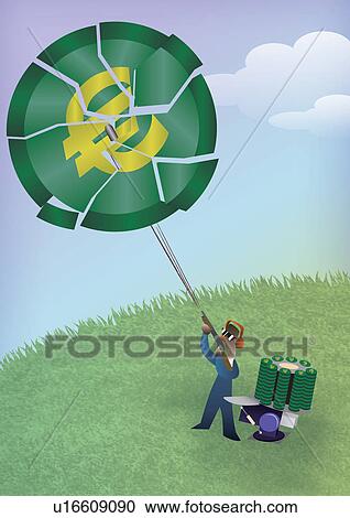 Stock Image - Businessman shooting a coin. Fotosearch