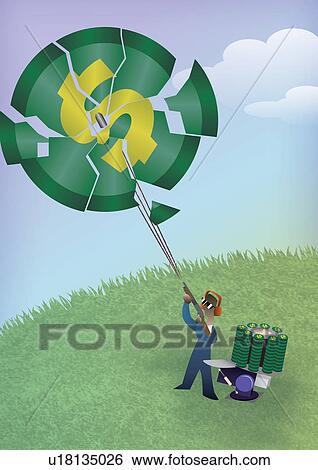 Stock Photograph - Businessman shooting a coin. Fotosearch