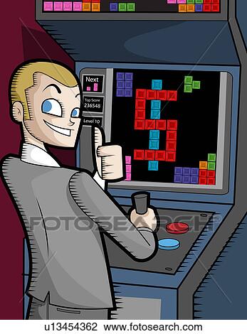 Businessman showing thumbs up at video arcade View Large Photo Image Stock Image - Businessman showing thumbs up at video arcade. Fotosearch