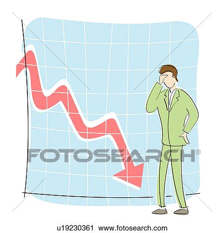 Businessman standing in front of a downward line graph View Large Photo Image Stock Image - Businessman standing in front of a downward line graph. Fotosearch