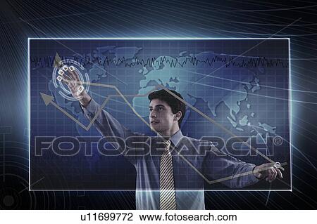 Businessman using a virtual screen View Large Photo Image Stock Image - Businessman using a virtual screen. Fotosearch