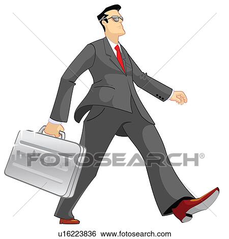 Stock Photograph - Businessman walking with a luggage. Fotosearch