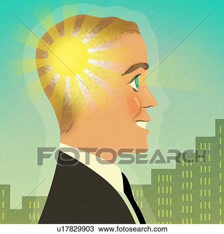 Stock Image - Businessman with brilliant ideas. Fotosearch