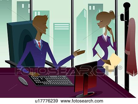 Businessman with his secretary in an office View Large Photo Image Stock Photo - Businessman with his secretary in an office. Fotosearch