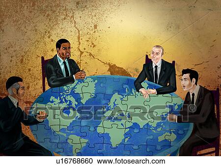 Businessmen discussing on global business View Large Photo Image Stock Image - Businessmen discussing on global business. Fotosearch