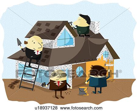 Stock Photo - Businessmen doing renovation of a house. Fotosearch