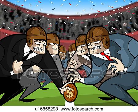 Stock Photo - Businessmen playing rugby. Fotosearch