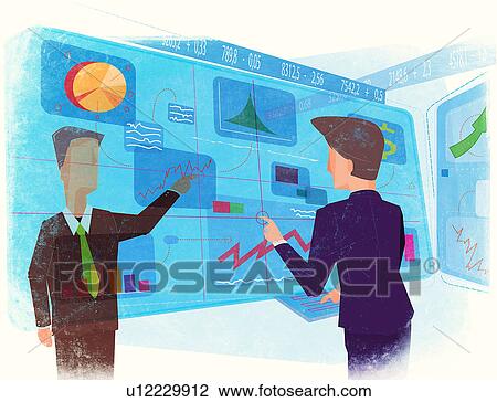 Businessmen working on virtual screen View Large Photo Image Stock Image - Businessmen working on virtual screen. Fotosearch