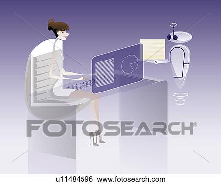 Stock Photograph - Businesswoman analyzing a report in an office. Fotosearch