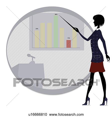 Stock Image - Businesswoman giving a presentation. Fotosearch
