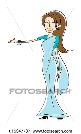 Stock Photo - Businesswoman in sari giving a presentation. Fotosearch