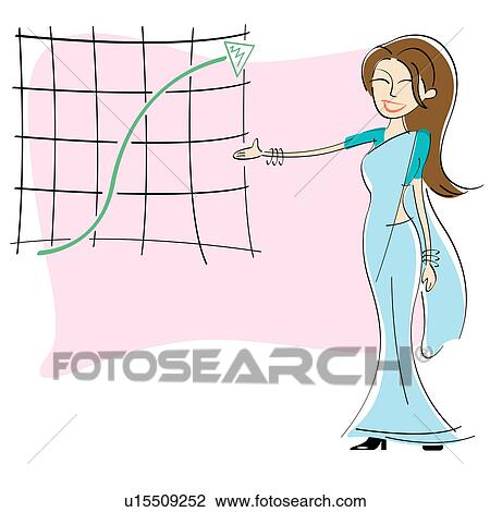 Stock Image - Businesswoman showing graph of growth. Fotosearch