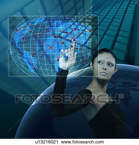 Businesswoman using a virtual screen View Large Photo Image Stock Image - Businesswoman using a virtual screen. Fotosearch