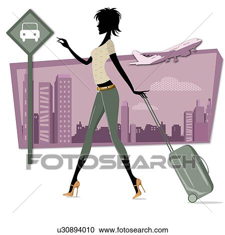 Businesswoman walking with luggage View Large Photo Image Stock Image - Businesswoman walking with luggage. Fotosearch