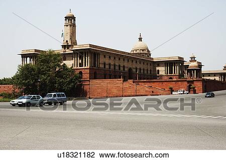 Cars moving on the road in front of a government building, Rashtrapati Bhavan, Rajpath, New Delhi, India View Large Photo Image Stock Image - Cars moving on the road in front of a government building, Rashtrapati Bhavan, Rajpath, New Delhi, India. Fotosearch