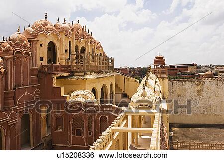 Stock Photograph - Carving on a palace, Hawa Mahal, Jaipur, Rajasthan, India. Fotosearch