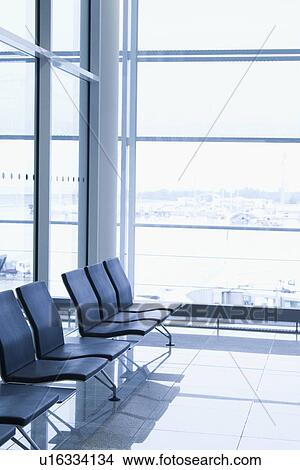 Picture - Chairs at an airport lounge, Paris, France. Fotosearch