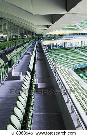 Stock Photography - Chairs in a rugby stadium, Aviva Stadium, Dublin, Republic of Ireland. Fotosearch