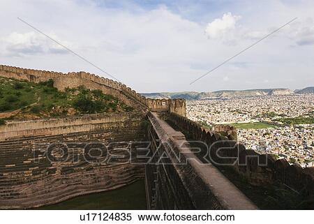 Cityscape viewed from a fort, Nahargarh Fort, Jaipur, Rajasthan, India View Large Photo Image Stock Photography - Cityscape viewed from a fort, Nahargarh Fort, Jaipur, Rajasthan, India. Fotosearch