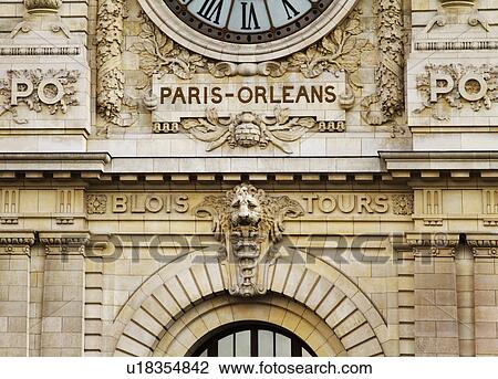 Stock Image - Clock at a railway station, Paris Orleans Station Clock, Paris, France. Fotosearch