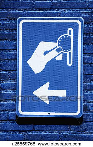 Stock Photo - Close-up of a coin operated sign, Cesky Krumlov, South Bohemian Region, Czech Republic. Fotosearch