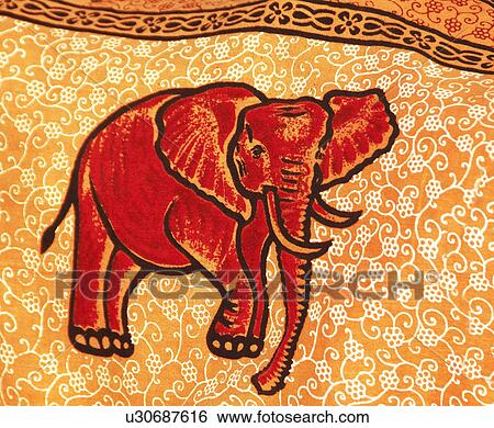 Close-up of an elephant's painting on a textile, Goa, India View Large Photo Image Stock Photograph - Close-up of an elephant's painting on a textile, Goa, India. Fotosearch