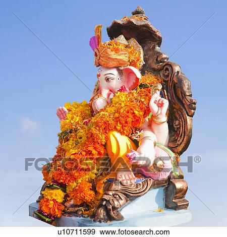 Close-up of an idol of Lord Ganesha, Mumbai, Maharashtra, India View Large Photo Image Stock Photo - Close-up of an idol of Lord Ganesha, Mumbai, Maharashtra, India. Fotosearch
