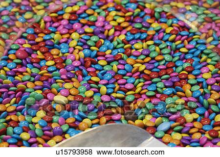 Stock Photo - Close-up of candies at a market stall. Fotosearch
