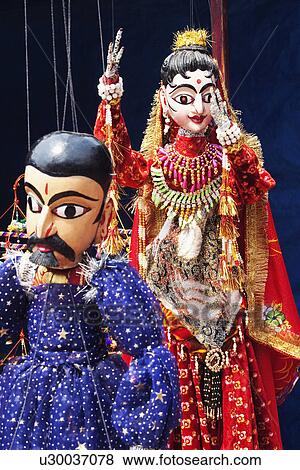 Stock Photo - Close-up of traditional puppets, New Delhi, India. Fotosearch