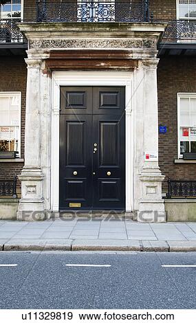 Stock Photo - Closed door of a house, Dublin, Republic of Ireland. Fotosearch