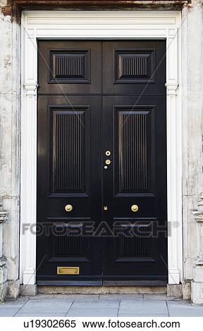 Stock Photography - Closed door of a house, Dublin, Republic of Ireland. Fotosearch