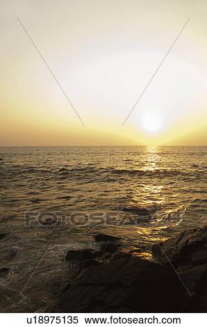 Coast at sunset, Goa, India View Large Photo Image Stock Photography - Coast at sunset, Goa, India. Fotosearch