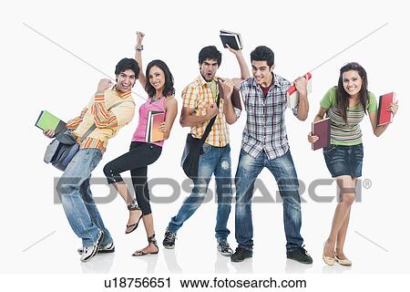 Stock Image - College students having fun. Fotosearch